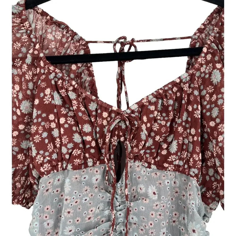 Free People dress Tessa floral gather minidress X-Small XS
